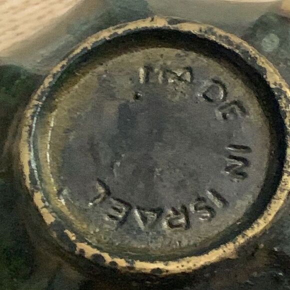 Vintage MCM Brass Ashtray Hammered Interior Style W/Wood Handle Made In Israel - Picture 11 of 17